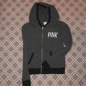 Pink gray and black zip up hoodie